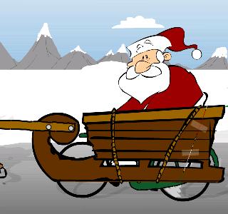 kerstman op de fiets slee - klik voor preview