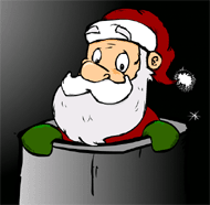 kerstman in schoorsteen - klik voor preview
